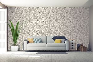 טפט Pattern איור פרחים על רקע לבן.