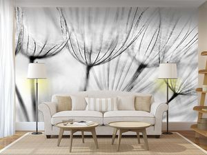 טפט קיר צילום בשחור ולבן גבעולים בשדה.