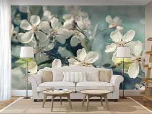 טפט קיר צילום תפרחת הפרח הלבן.