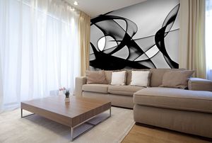 טפט קיר פיתולים בשחור על רקע לבן.