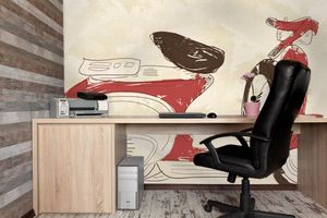 קיר רטרו הווספה האדומה.