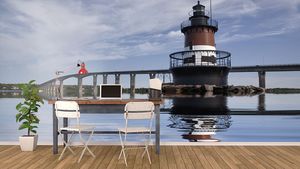 קיר צילום מגדל פיקוח עם הגשר הארוך.