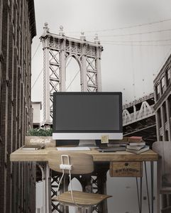 קיר צילום בשחור לבן הגשר מעל הנהר.