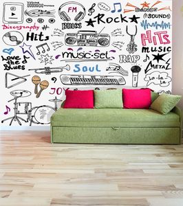 קיר איור גרפיטי - מוסיקה.