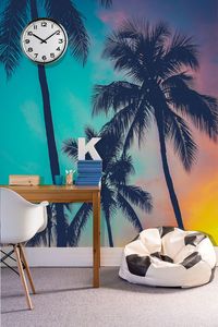 קיר צילום הדקלים בשקיעה.