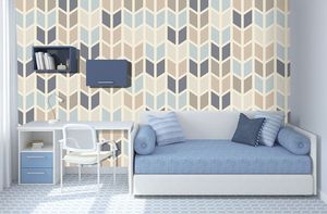 קיר גאומטרי בגוון בהיר.