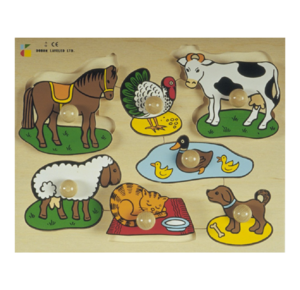 פאזל כפתור עץ חיות בית דורון לילד