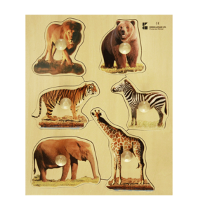 פאזל כפתור עץ חיות בר ריאלי דורון לילד