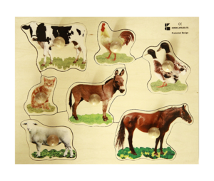 פאזל כפתור עץ חיות בית ריאלי דורון לילד