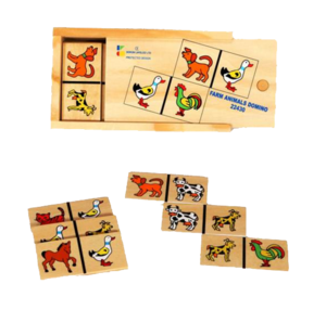 דומינו חיות קופסת עץ דורון לילד