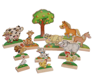 סט דמויות בעלי חיים מעץ דורון לילד