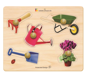 פאזל כפתור עץ כלי גינה ריאלי דורון לילד