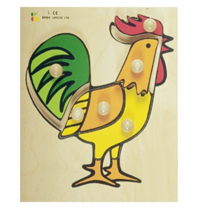 פאזל כפתור עץ תרנגול דורון לילד