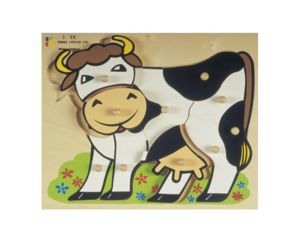 פאזל כפתור עץ פרה דורון לילד