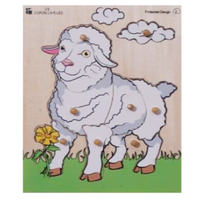 פאזל כפתור עץ כבשה דורון לילד