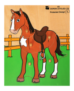 פאזל כפתור עץ סוס דורון לילד