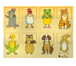 פאזל כפתור עץ - ראש זנב חיות בית דורון לילד