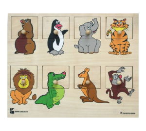 פאזל כפתור עץ - ראש זנב חיות בר דורון לילד