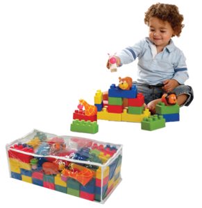 קוביות רכות עם רכבת וחיות 110 יח' פיירפליי