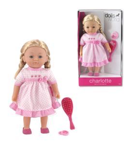 בובה 36 ס"מ קוקיות בלונד + מברשת סקאל