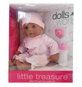 בובה אוצר קטן 36 ס"מ בגד ורוד פרחים סקאל