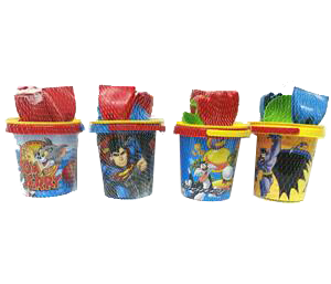 דלי קטן + ציוד (כף, מגרפה, מסננת ותבנית) משחקי שירן