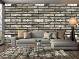 קיר הבריקים בגוון אפור.