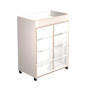 ארונית עם 8 מיכלים + מגש שרות וטיפולים