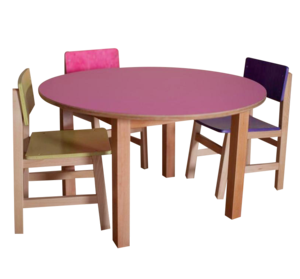 שולחן עגול בירצ' קוטר 80/46