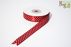 סרט נקודות 10 מ"מ בורדו לבן