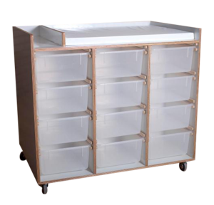 שידת החתלה עם גליל נייר עומק 70 ס"מ 12 מיכלים