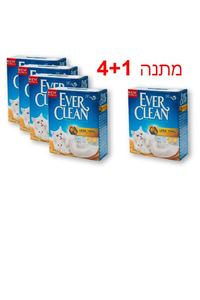 חול לחתולים אוור קלין Ever Clean גרגרים גדולים-פס צהוב-10 ליטר - 4 יחידות + 1 מתנה