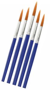 מארז 12 חב' סט 5 מכחולים עגולים ידית כחולה