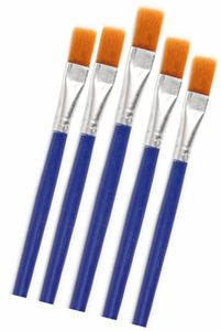 מארז 12 חב' סט 5 מכחולים שטוחים ידית כחולה