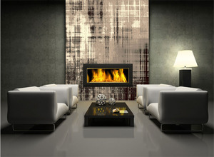 קיר קווים בשחור על רקע גוונים חומים.