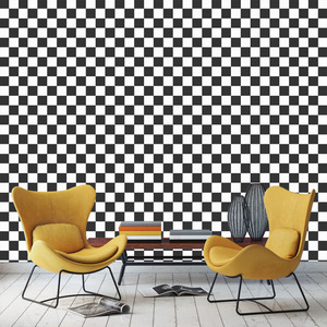 טפט קיר הרבועים בשחור ולבן.