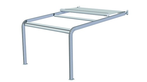 פרגולה חשמלית מדגם: סוכך מסילות קשתי הכולל שלדת אלומיניום איכותית , בד דראלון אקרילי ספרדי או PVC איכותי ומנוע מתקדם