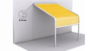 פרגולה חשמלית מדגם: סוכך מסילות קשתי הכולל שלדת אלומיניום איכותית , בד דראלון אקרילי ספרדי או PVC איכותי ומנוע מתקדם