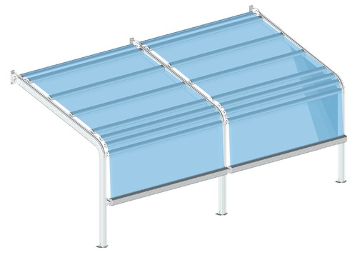 פרגולה חשמלית מדגם: סוכך מסילות קשתי הכולל שלדת אלומיניום איכותית , בד דראלון אקרילי ספרדי או PVC איכותי ומנוע מתקדם