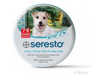סרסטו-קולר לקרציות ופרעושים לכלבים עד 8 ק"ג