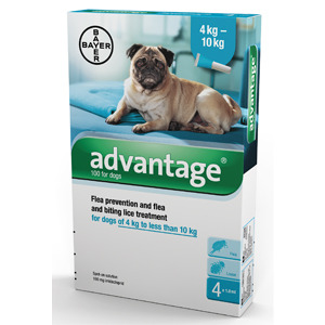 אדוונטג' 100-טיפות נגד פרעושים לכלב במשקל 4 עד 10 ק"ג