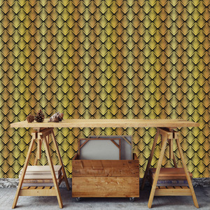 	קיר  PATTERNS  ריבועים בגוון הזהוב והשחור.	