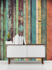 טפט קיר קורות העץ לאורך בגוונים שונים.	