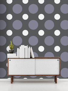 טפט קיר העיגולים הגדולים באפור ולבן.