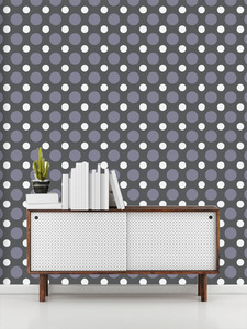 טפט קיר העיגולים הקטנים באפור ולבן.
