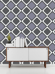 טפט קיר המעוינים בגדול בלבן, אפור בהיר ואפור כהה.