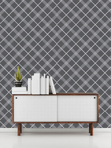 טפט קיר הקווים באלכסון - מרווח קטן על רקע אפור.