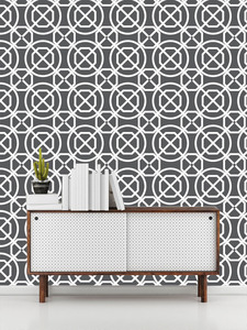 טפט קיר ה PATTERNS עגולים לבנים על רקע אפור.