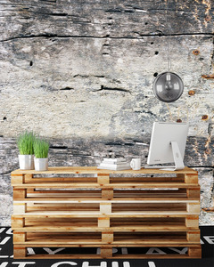 טפט קיר לוחות העץ המחוררות בגוון אפור.