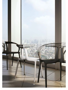 מוזה כסא בית קפה PP עם ידיות PC שקוף מיליון כסאות